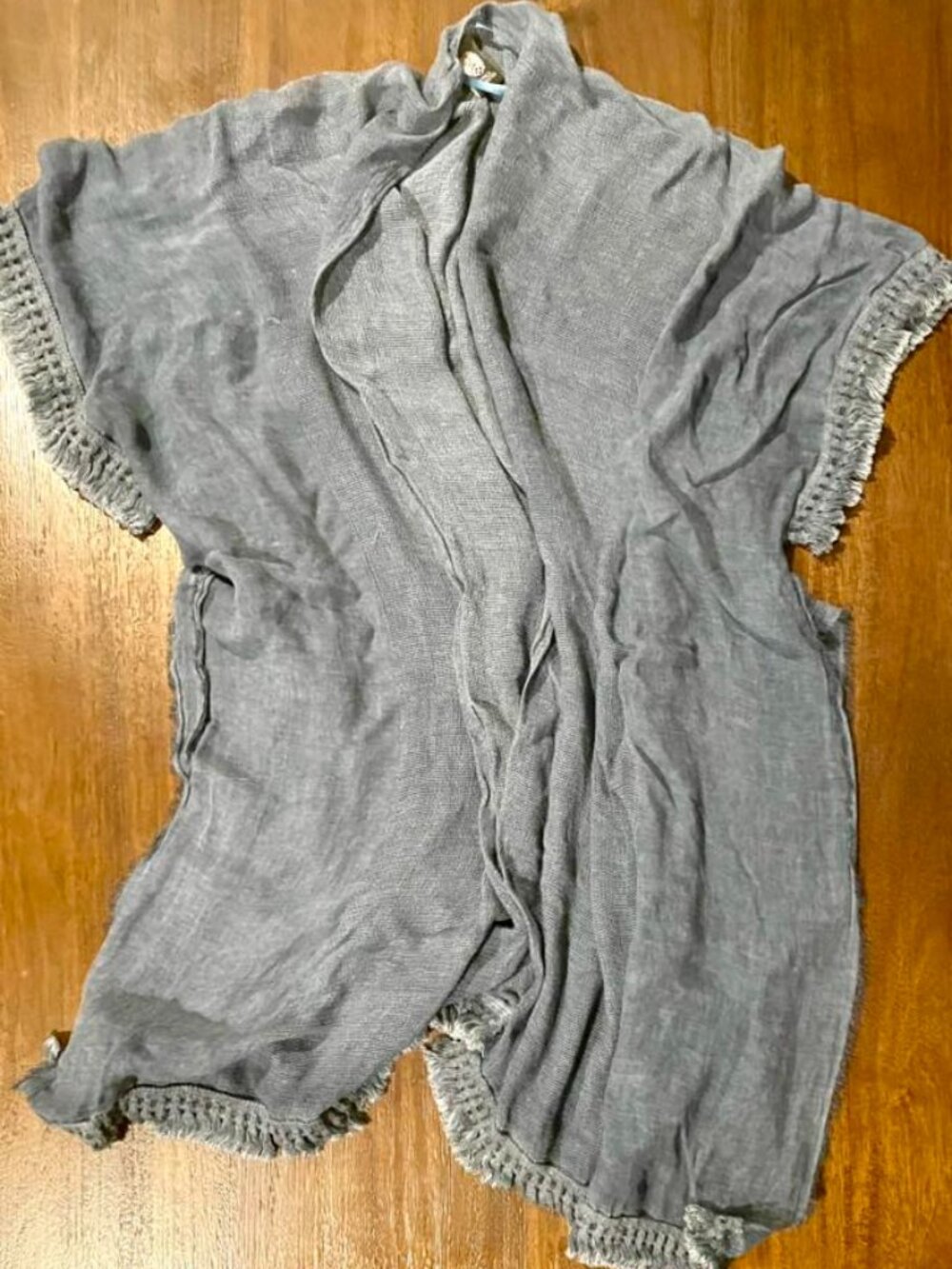 Bobeau flowy sheer cardigan, denim blue. One-size-fits-all!
